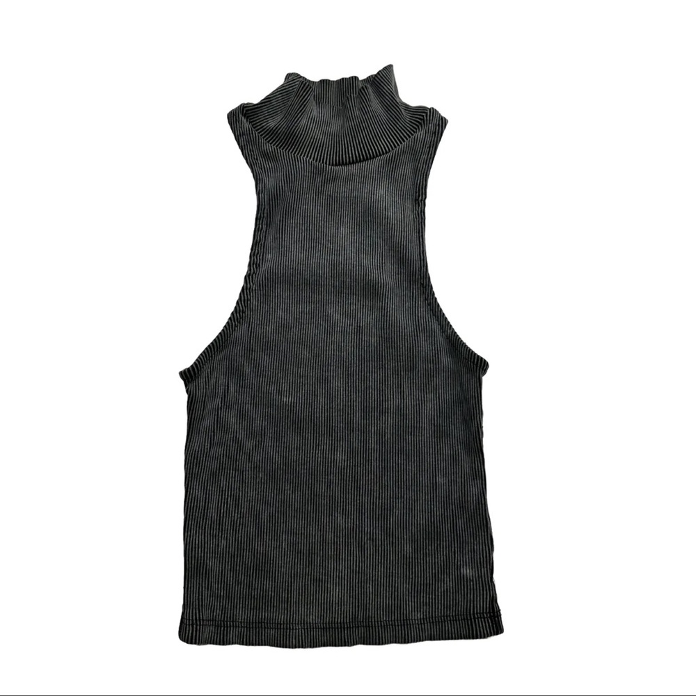 Urban Outfitters Mock Neck Tank Ribbed Womens XS Black White Charcoal Gray